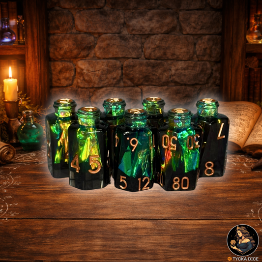 Potion Dice Venom RPG Dice Set - Row View | TYCKA DICE