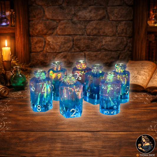 Potion Dice Prisma RPG Dice Set - Row View | TYCKA DICE