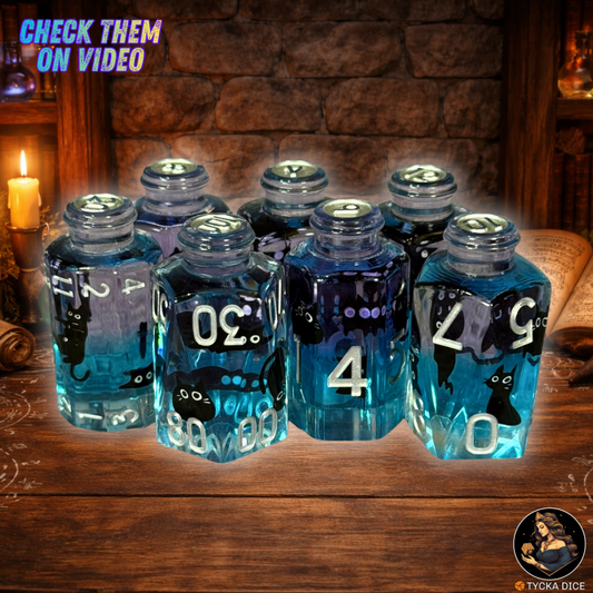 Potion Dice Nocturne RPG Dice Set - Row View | TYCKA DICE