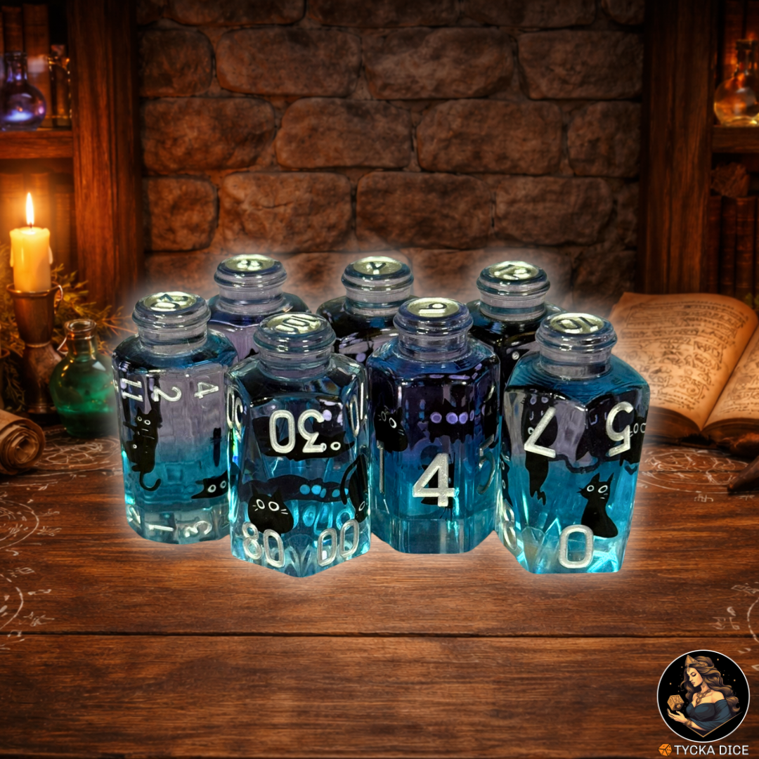 Potion Dice Nocturne RPG Dice Set - Row View | TYCKA DICE