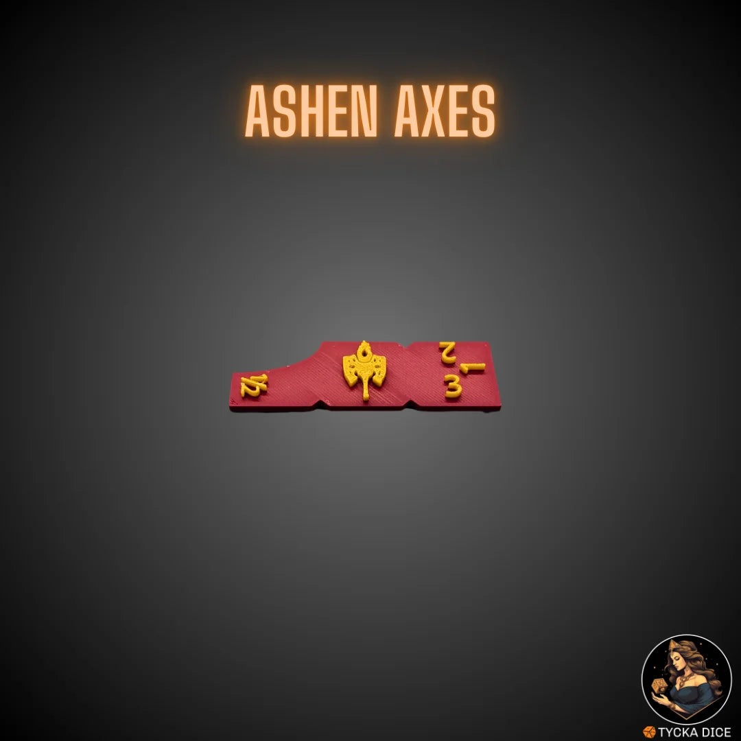 3-inch combat gauge – Ashen Axes – red-black war theme