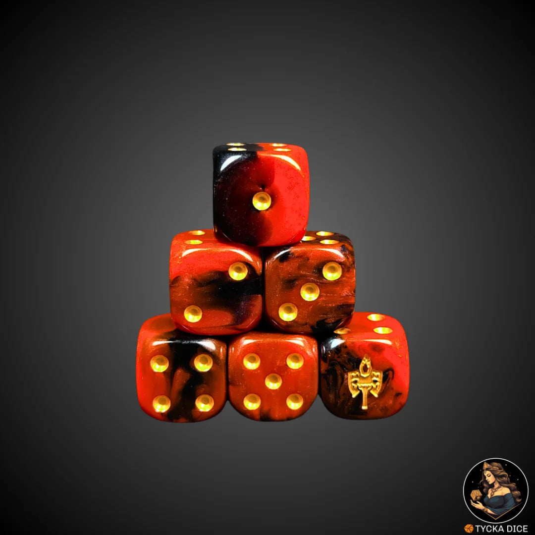 Ashen Axes dice – collectible pearlescent red and black set
