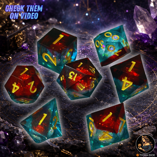 Liquid Core Dice - Aurora Mystic Sand RPG Dice Set | TYCKA DICE