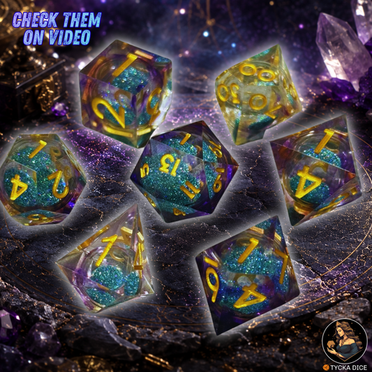 Liquid Core Dice - Azura Mystic Sand RPG Dice Set | TYCKA DICE