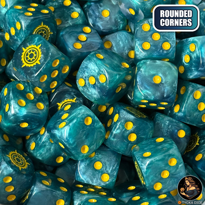 Azure Sun Dice Set — sci-fi wargame dice, rounded corners | TYCKA DICE