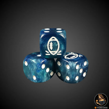 Blix Bowl Dice – Blue White – Single D6 custom fantasy football die by TYCKA DICE