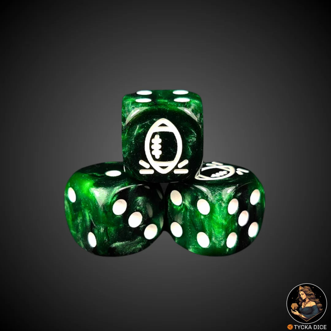 Blix Bowl Dice – Green White – Single D6 custom fantasy football die by TYCKA DICE