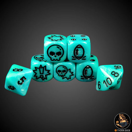 Blix Bowl Dice – Ice White – Complete custom fantasy football dice set by TYCKA DICE