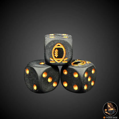  Blix Bowl Dice – Matte Black with Gold Engraving – Single D6 fantasy football die by TYCKA DICE