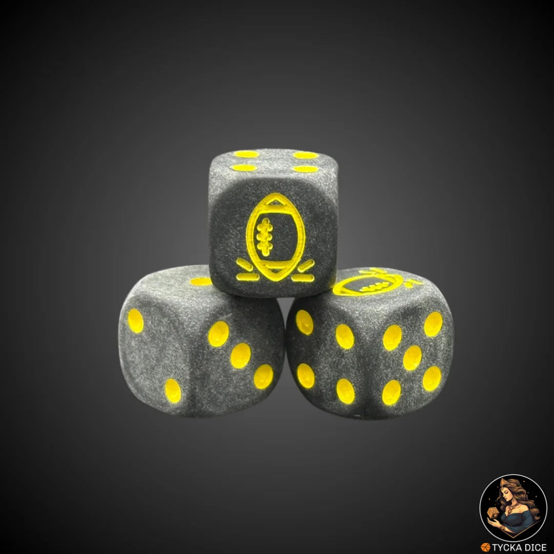 Blix Bowl Dice – Matte Black Yellow – Single D6 custom fantasy football die by TYCKA DICE