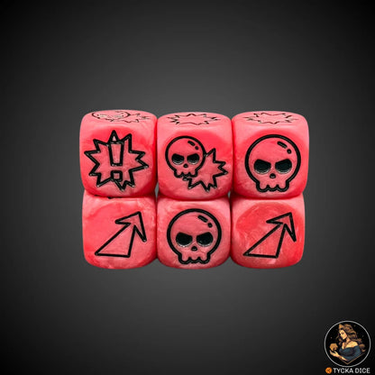 Block dice – Matte crimson fantasy football dice with black icons