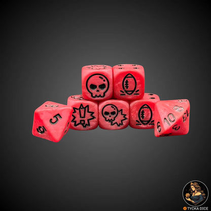  Blix Bowl complete dice set – Matte crimson with black engraving