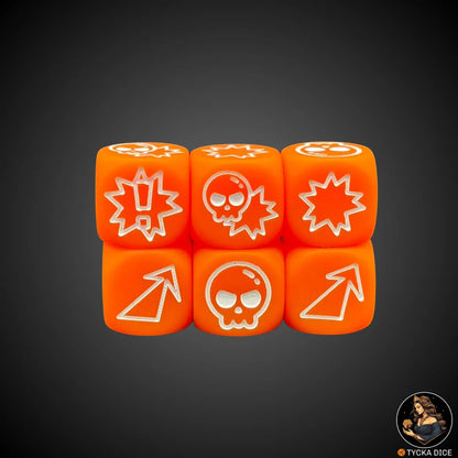  Block dice – Matte orange fantasy football dice with white icons