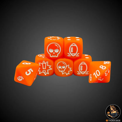  Blix Bowl complete dice set – Matte orange with white engraving