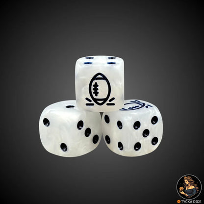 Blix Bowl Dice – Matte White Blue – Single D6 custom fantasy football die by TYCKA DICE