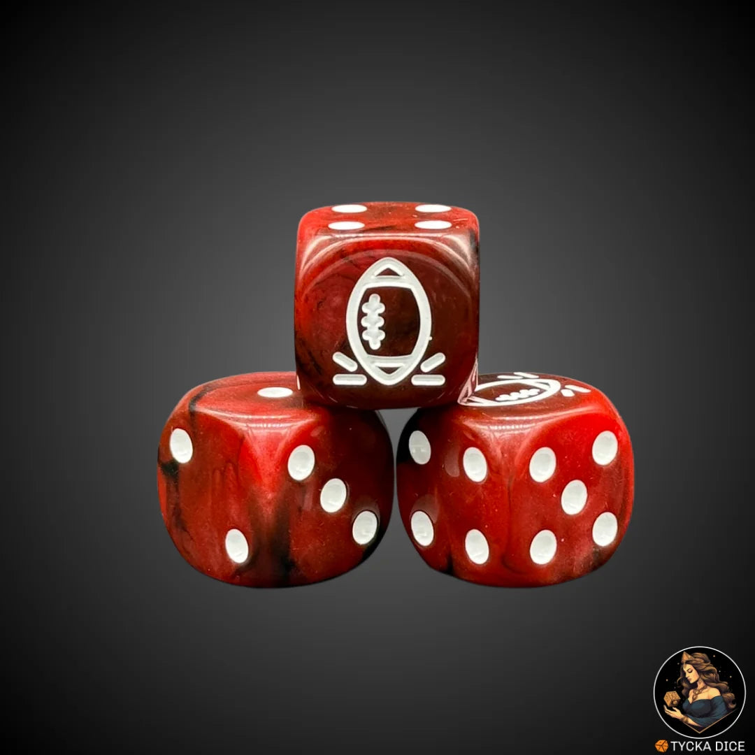Single D6 – Pearl red custom die with white icon