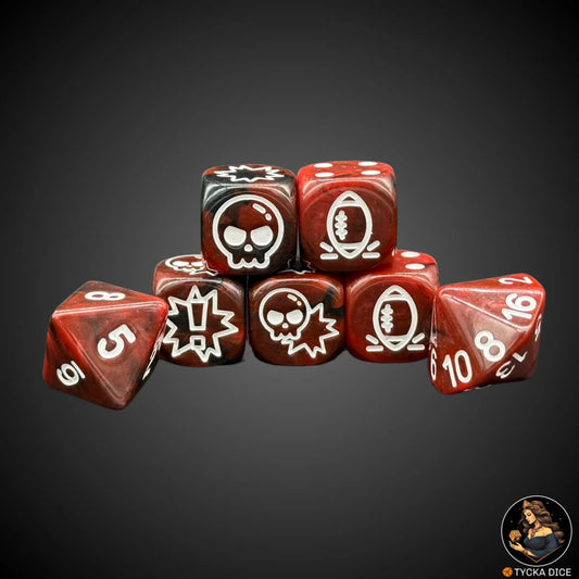 Blix Bowl complete dice set – Pearl Red with White Engraving