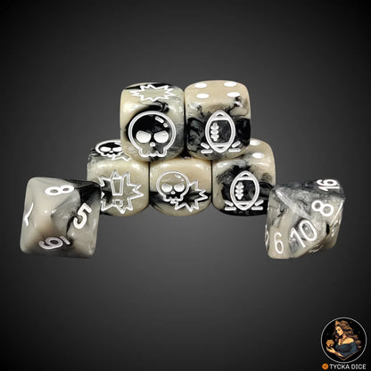 Blix Bowl Dice – Rock White – Complete custom fantasy football dice set by TYCKA DICE
