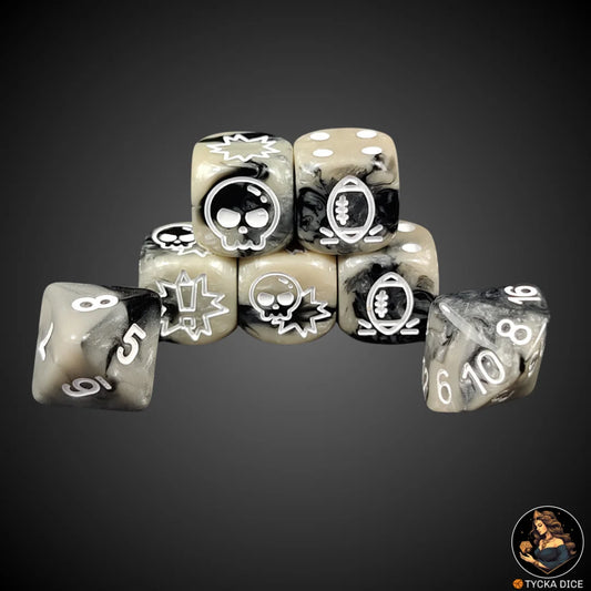 Blix Bowl Dice – Rock White – Complete custom fantasy football dice set by TYCKA DICE