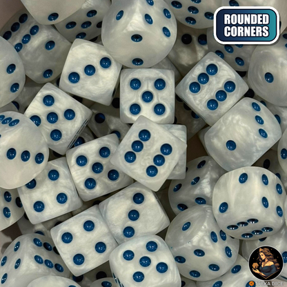 CHROMA Boreas Dice | Pearl White & Navy No-Logo D6 | TYCKA DICE