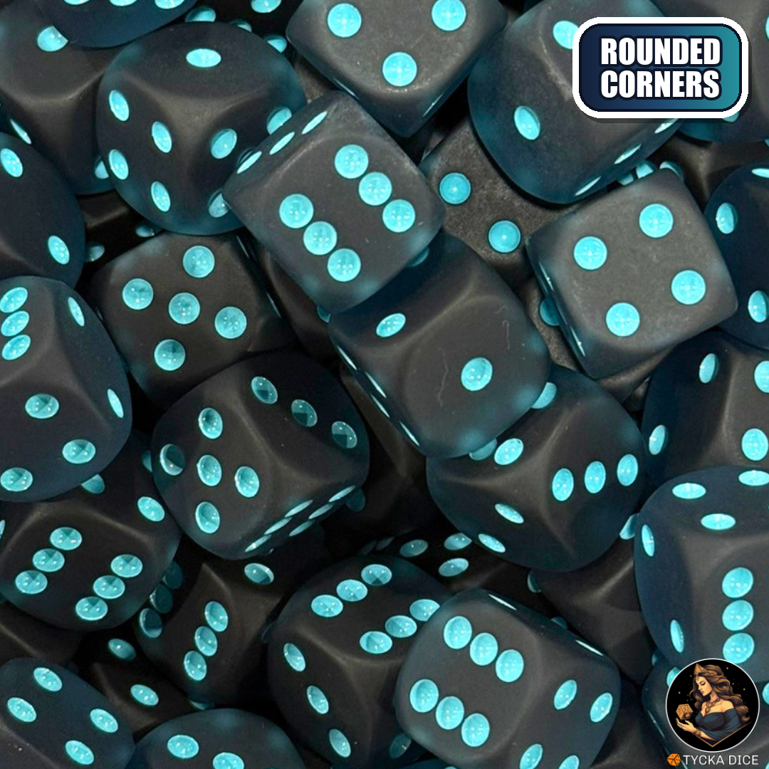CHROMA Caligo Dice | Matte Smoke & Light Blue No-Logo D6 | TYCKA DICE