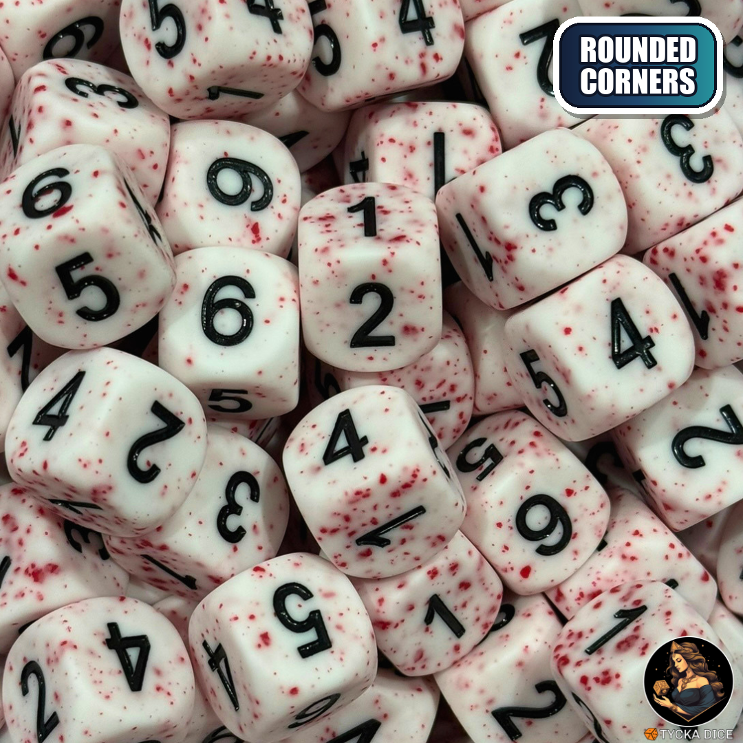 CHROMA Cruor Numbered Dice | Blood-Spatter D6 | TYCKA DICE