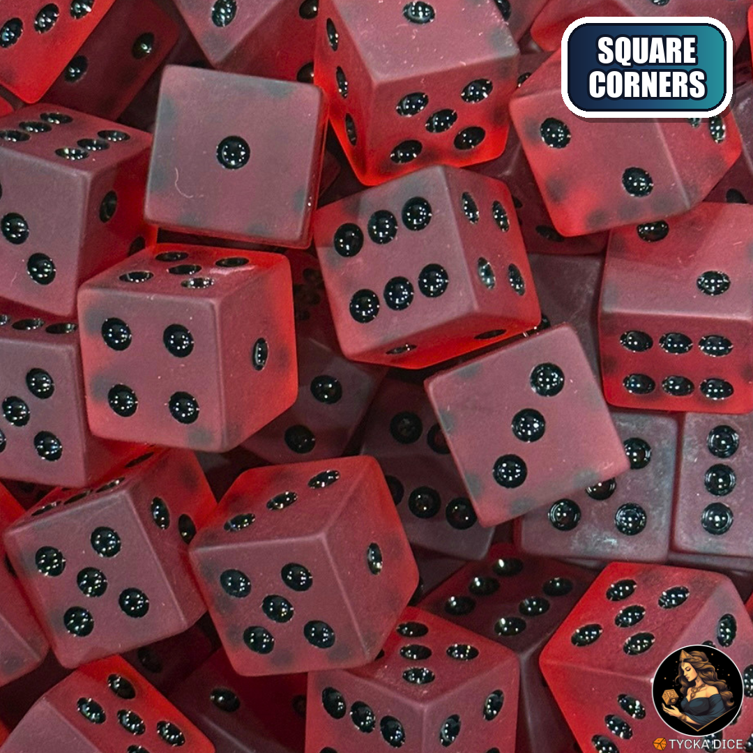 CHROMA Infernum Dice - Square Corners | Matte Translucent Red No-Logo D6 | TYCKA DICE