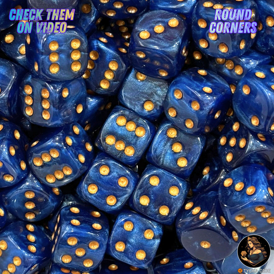 CHROMA Nocturne Dice | Navy & Gold No-Logo D6 | TYCKA DICE