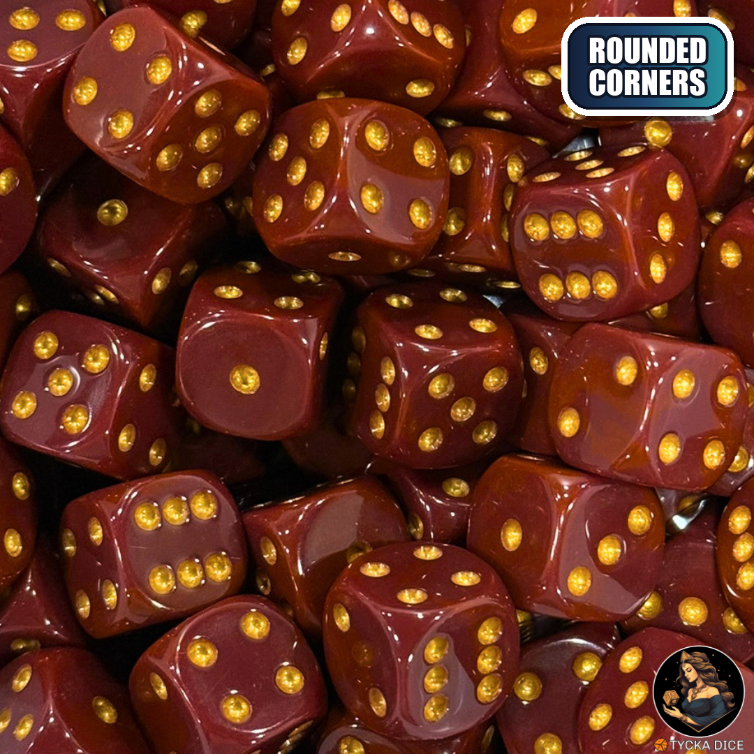 CHROMA Romanus Dice | Garnet & Gold No-Logo D6 | TYCKA DICE