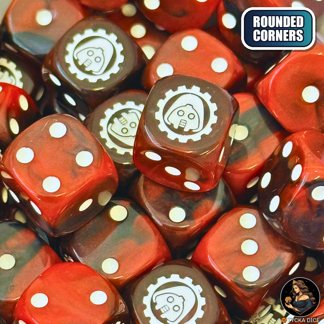 Cogwright Dice Set — sci-fi wargame dice, rounded corners | TYCKA DICE