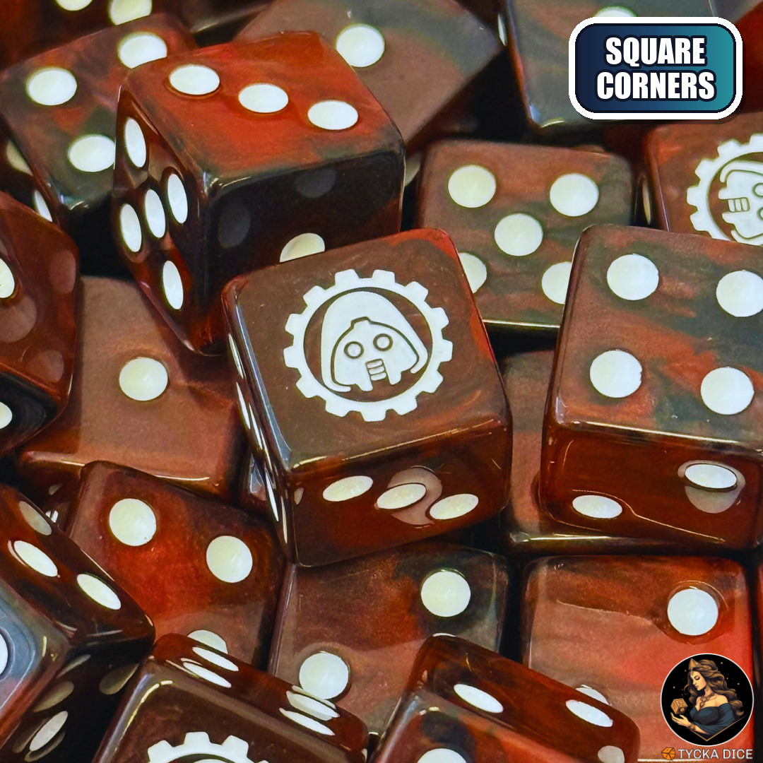 Cogwright Dice Set — sci-fi wargame dice, square corners | TYCKA DICE
