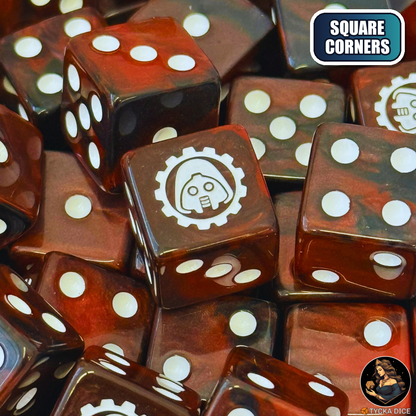 Cogwright Dice Set — sci-fi wargame dice, square corners | TYCKA DICE
