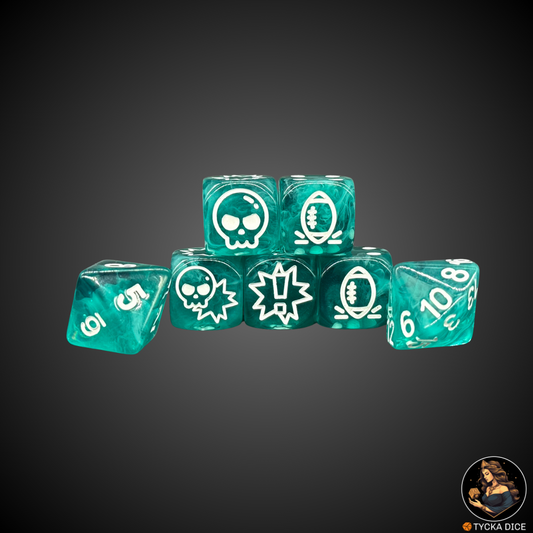 Translucid Blue with White Engraving fantasy football complete set