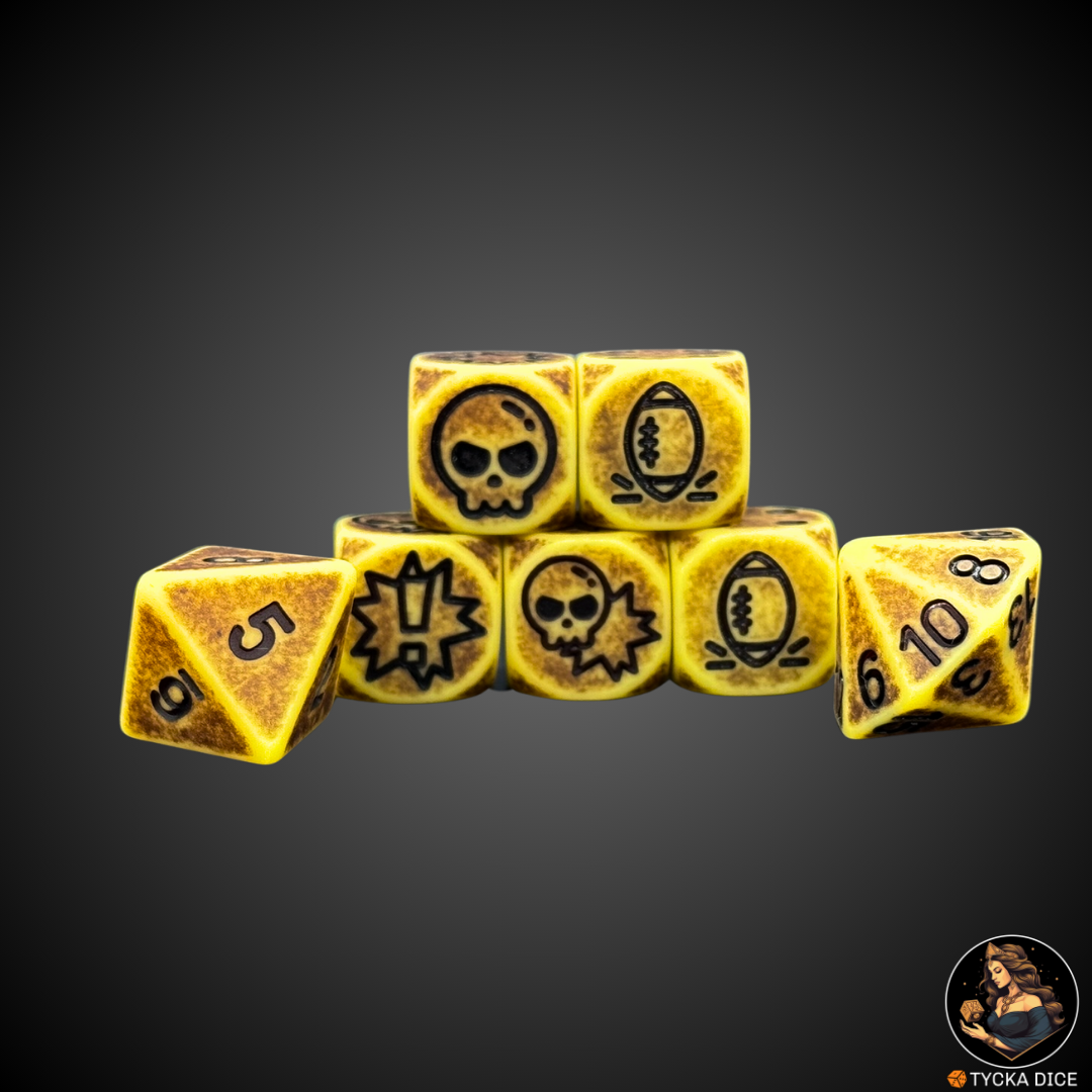 Antique Yellow with Dark Red Engraving fantasy football complete set