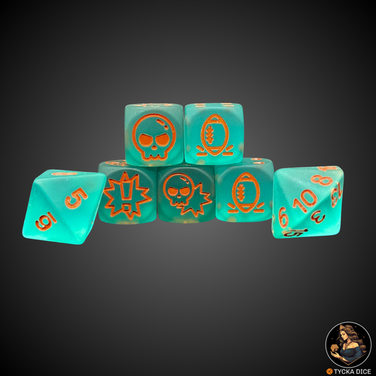Translucid Matte Turquoise with Orange Engraving fantasy football complete set
