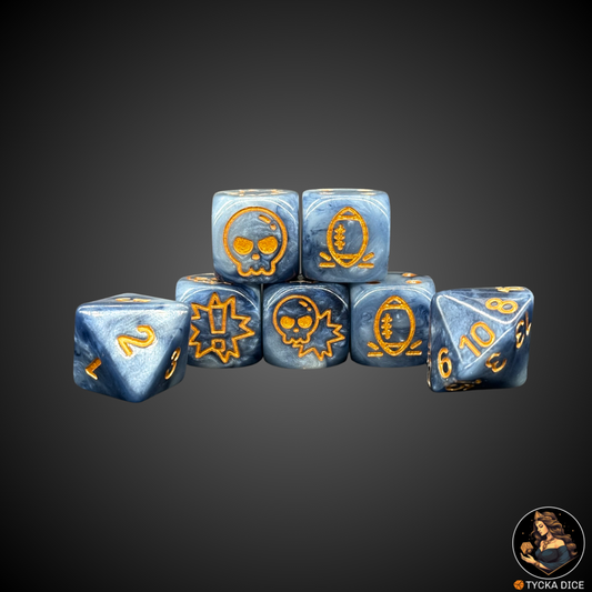 Blue Grey with Gold Engraving fantasy football complete set