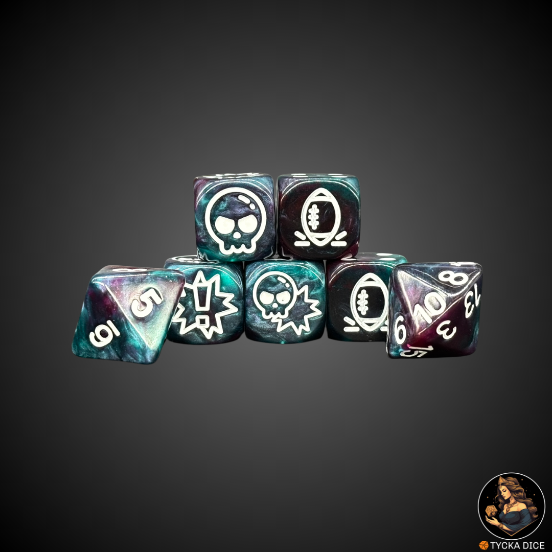 Blue and Purple Mix with White Engraving fantasy football complete set