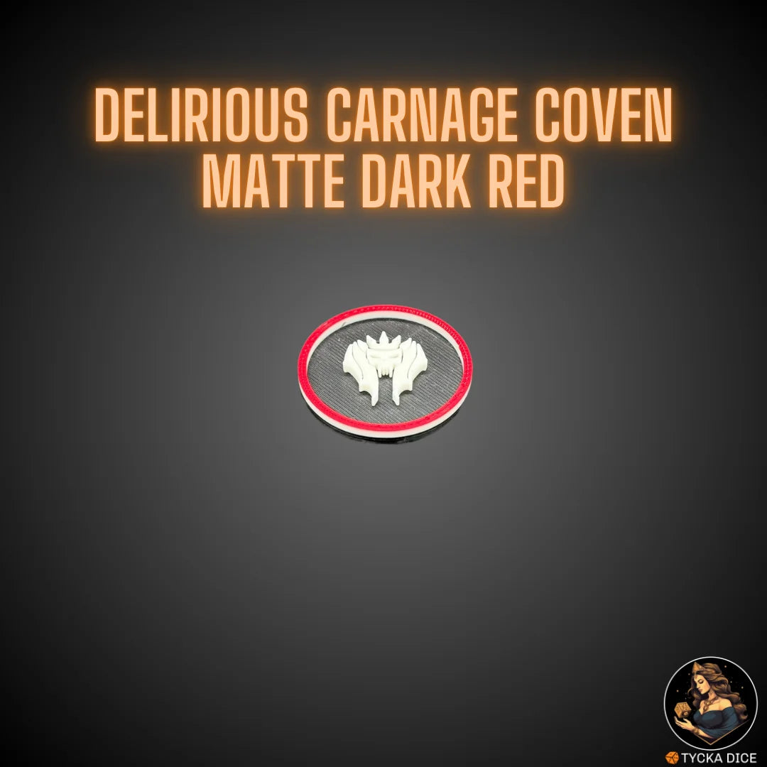 40mm token – Delirious Carnage Coven Matte Dark Red – gothic collectible design