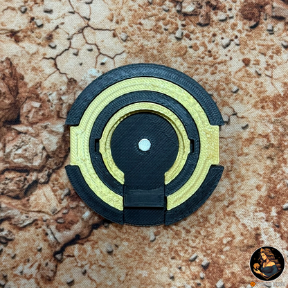 Easy Magnet - Rounded | Assembled magnet centering tool with nested rings, top view | TYCKA DICE