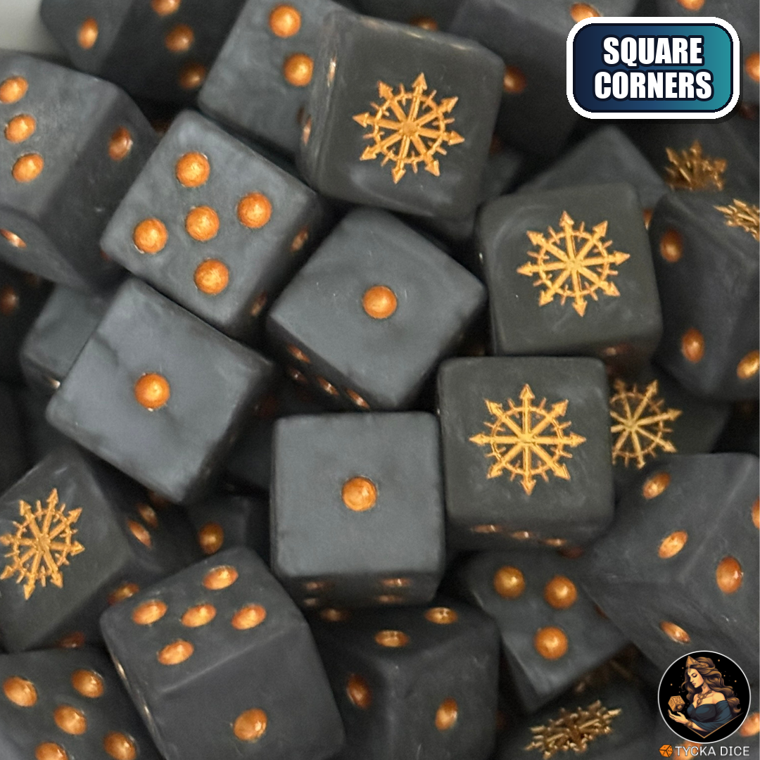 Eightfold Dominion Dice Set — sci-fi wargame dice, square corners | TYCKA DICE