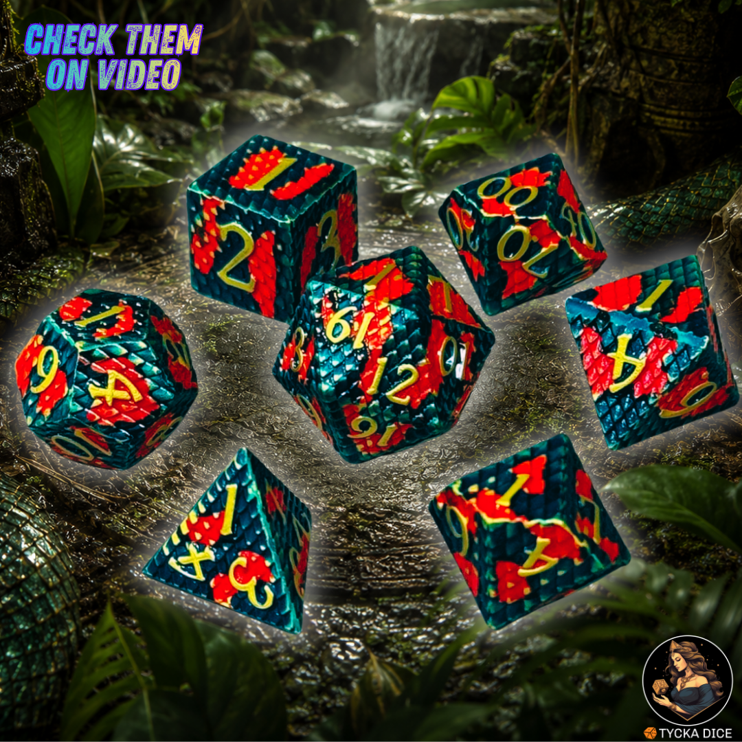 Forged Metal Dice - Fafnir Dragon Scales RPG Dice Set | TYCKA DICE