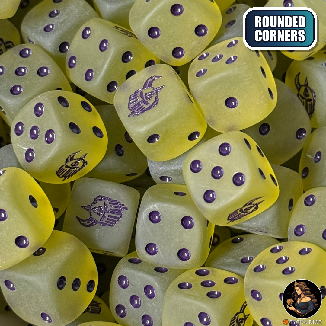 Fallen Helm - Translucent Matte Green Dice Set — sci-fi wargame dice, rounded corners | TYCKA DICE