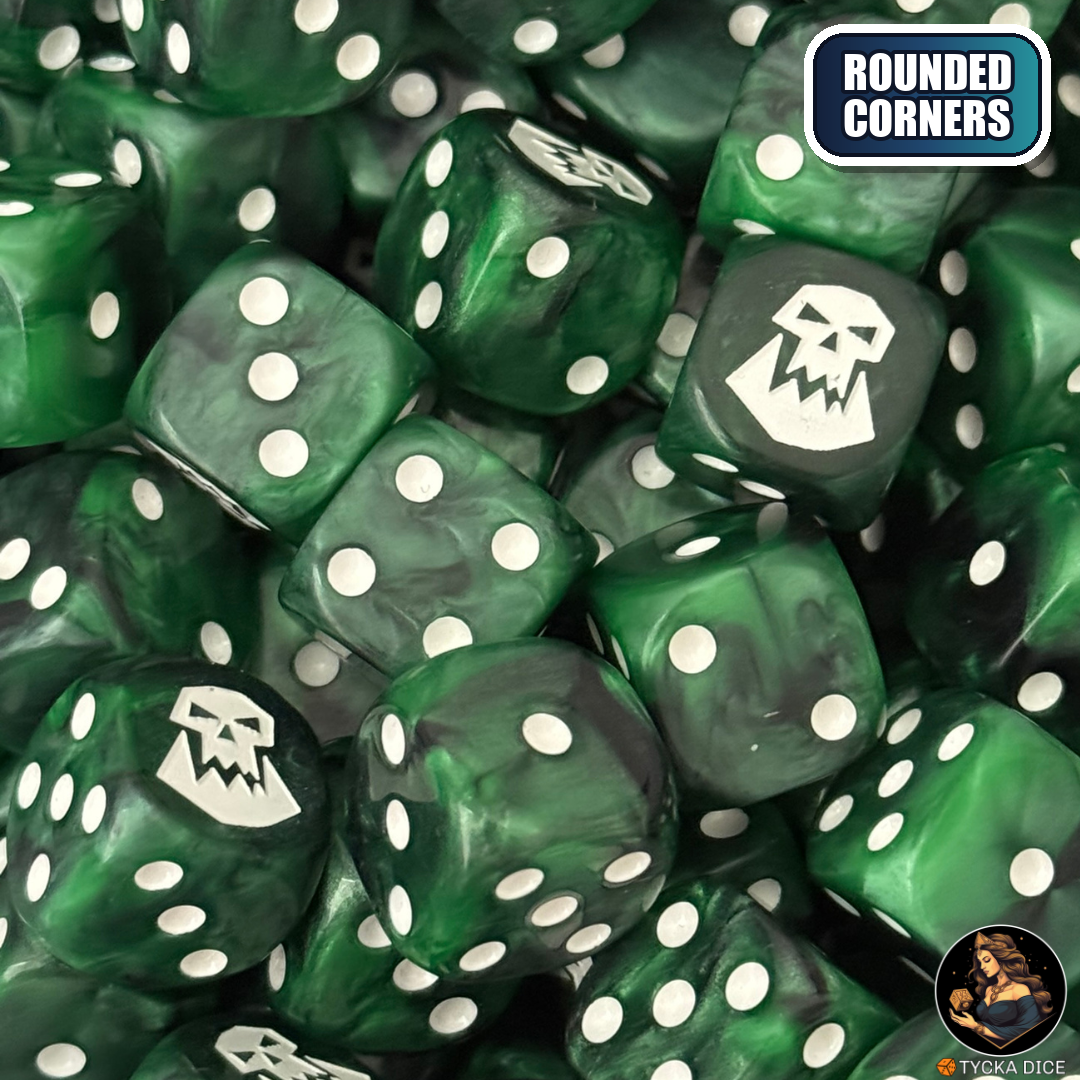 Green Horde Smashers Dice Set — wargame dice, rounded corners | TYCKA DICE