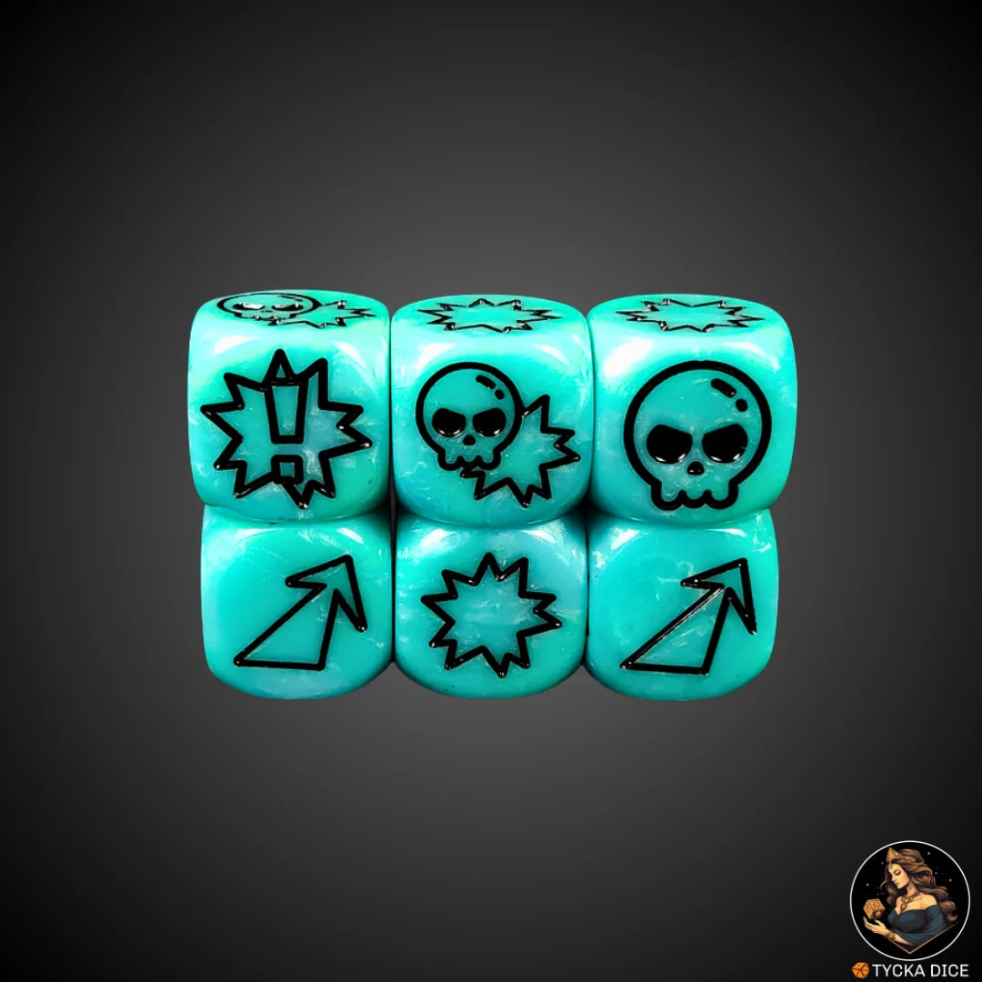 Ice Blue with Black Engraving action-themed d6