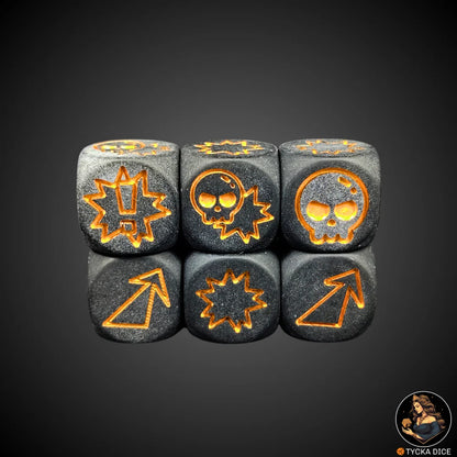 Matte Black with Gold Engraving action-themed d6
