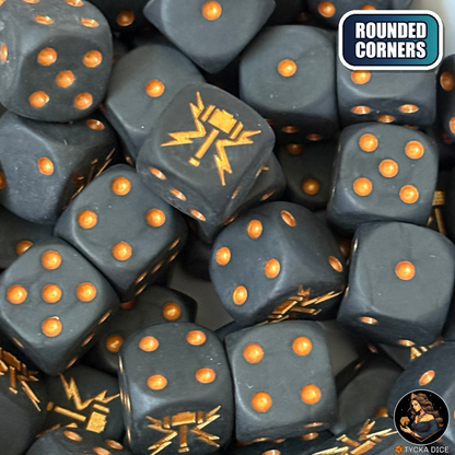 Golden Hammer Dice Set — wargame dice, rounded corners | TYCKA DICE