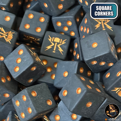 Golden Hammer Dice Set — wargame dice, square corners | TYCKA DICE