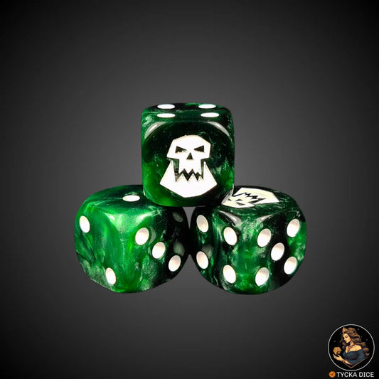 Green and black pearlescent resin die – Green Horde Smashers (single)