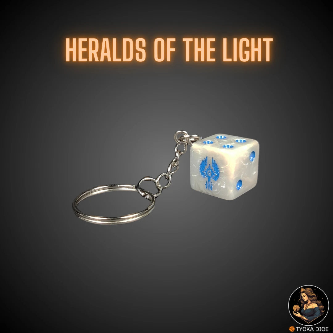 Heralds of the Light keychain – Pearl white fantasy dice