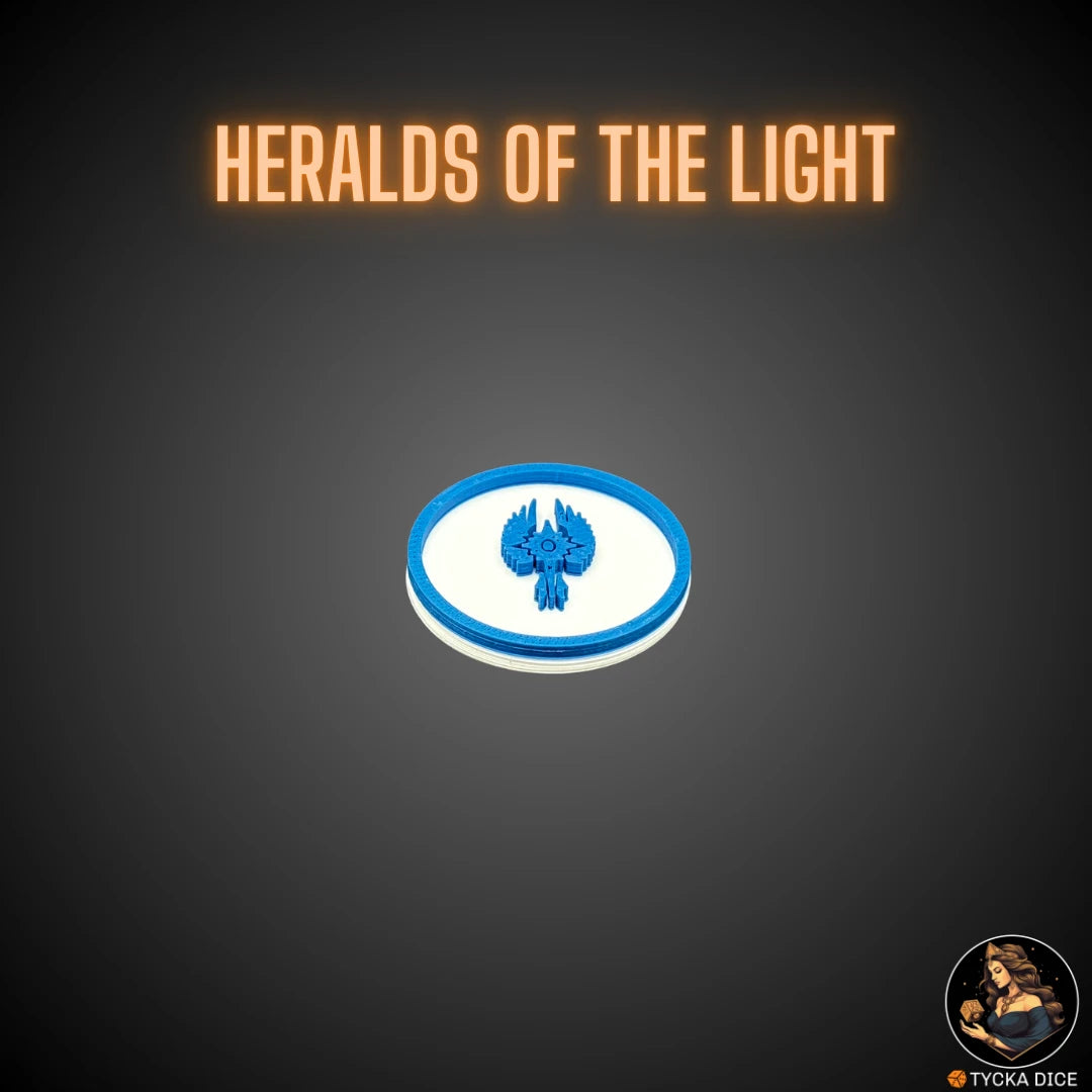 40mm token – Heralds of the Light design – Pearl white